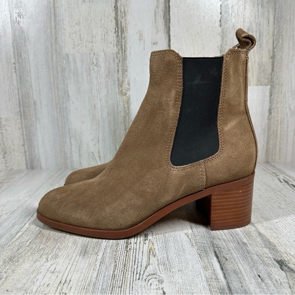 Steve Madden Ankle Boots Rhiannon Chelsea‎ Brown Suede Block Heel Minimalist - Picture 2 of 13